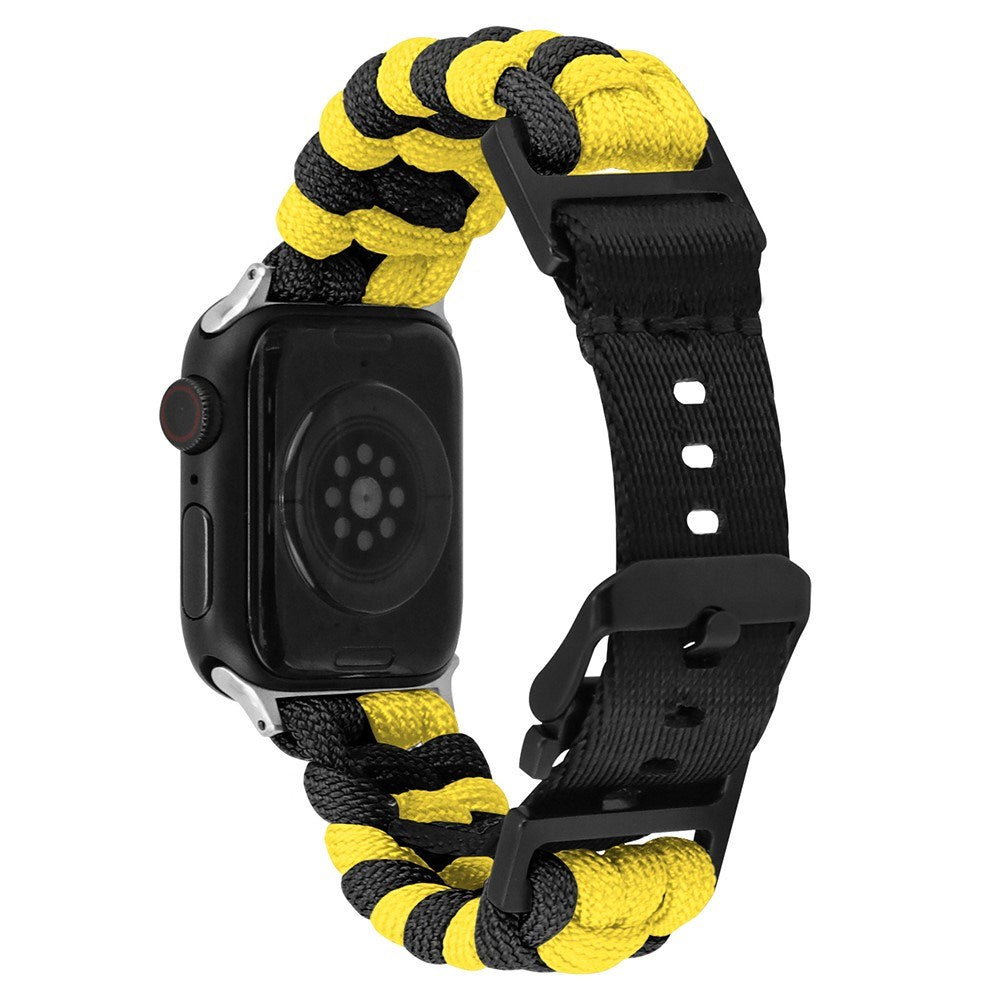Apple Watch (38/40/SE/41/42mm)EIDERWOOD Tofarvet Flettet Nylon Urrem - Gul / Sort