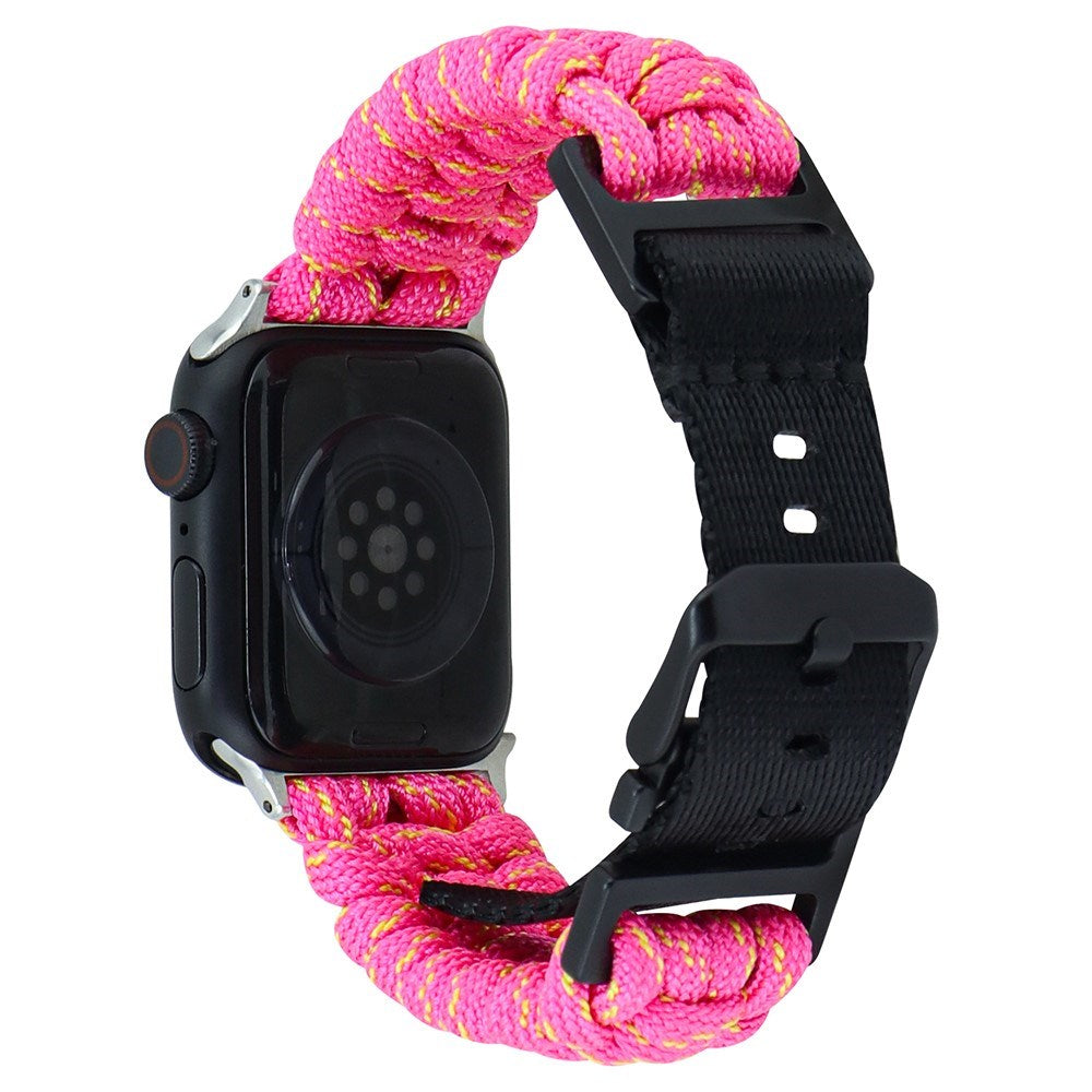 Apple Watch (42/44/SE/45/46/49mm) EIDERWOOD Tofarvet Flettet Nylon Urrem - Gul / Lyserød