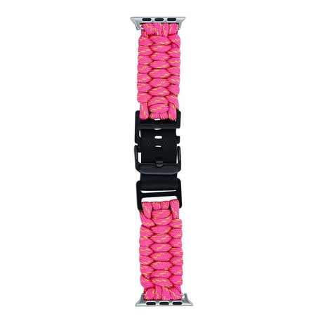 Apple Watch (42/44/SE/45/46/49mm) EIDERWOOD Tofarvet Flettet Nylon Urrem - Gul / Lyserød