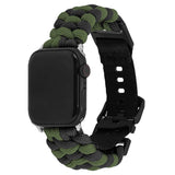 Apple Watch (42/44/SE/45/46/49mm) EIDERWOOD Tofarvet Flettet Nylon Urrem - Grøn / Sort