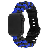 Apple Watch (42/44/SE/45/46/49mm) EIDERWOOD Tofarvet Flettet Nylon Urrem - Blå / Sort