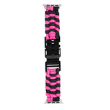 Apple Watch (42/44/SE/45/46/49mm) EIDERWOOD Tofarvet Flettet Nylon Urrem - Sort / Lyserød