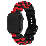 Apple Watch (42/44/SE/45/46/49mm) EIDERWOOD Tofarvet Flettet Nylon Urrem - Rød / Sort