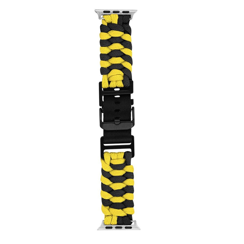 Apple Watch (42/44/SE/45/46/49mm) EIDERWOOD Tofarvet Flettet Nylon Urrem - Gul / Sort
