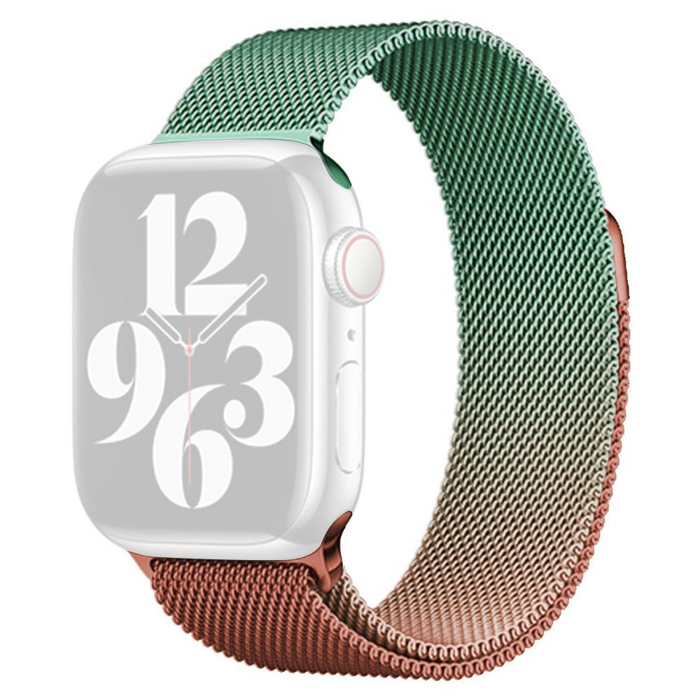 Apple Watch (38/40/SE/41/42mm) Gradient Magnetic Stainless Steel Strap - Orange / Grøn