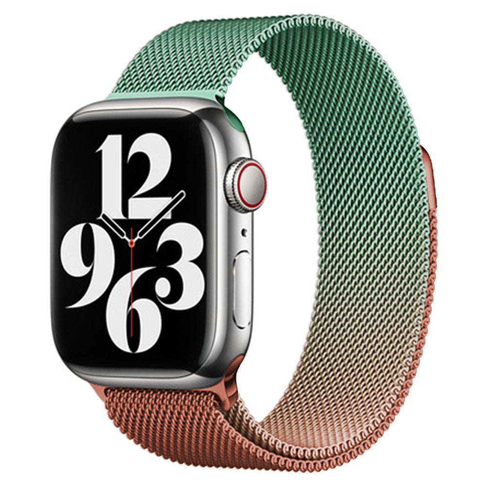 Apple Watch (38/40/SE/41/42mm) Gradient Magnetic Stainless Steel Strap - Orange / Grøn