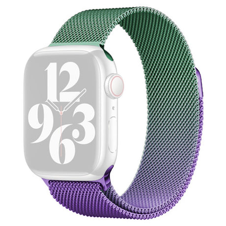 Apple Watch (38/40/SE/41/42mm) Gradient Magnetic Stainless Steel Strap - Lilla / Grøn