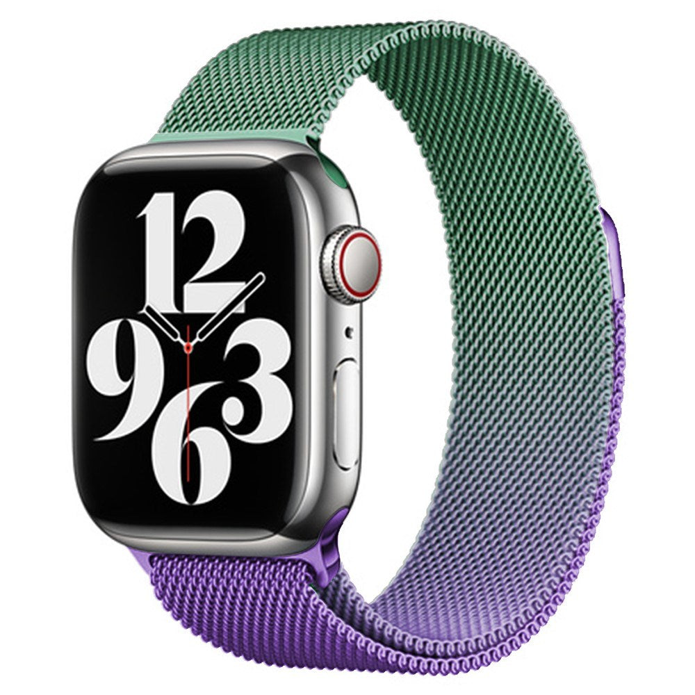 Apple Watch (38/40/SE/41/42mm) Gradient Magnetic Stainless Steel Strap - Lilla / Grøn