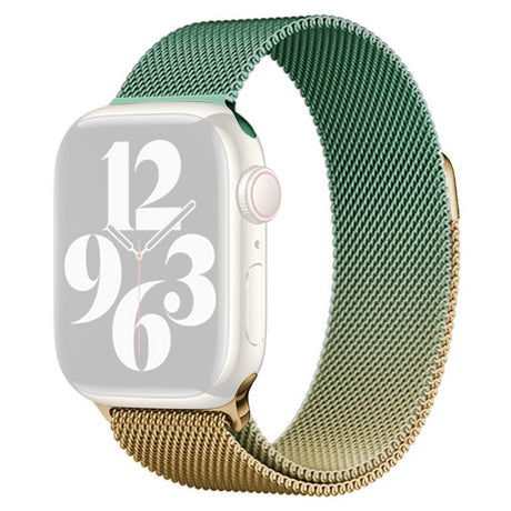 Apple Watch (38/40/SE/41/42mm) Gradient Magnetic Stainless Steel Strap - Guld / Grøn