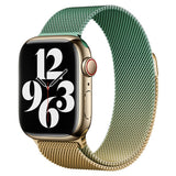 Apple Watch (38/40/SE/41/42mm) Gradient Magnetic Stainless Steel Strap - Guld / Grøn