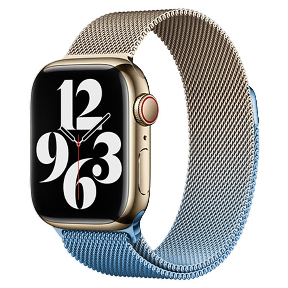 Apple Watch (38/40/SE/41/42mm) Gradient Magnetic Stainless Steel Strap - Guld / Blå