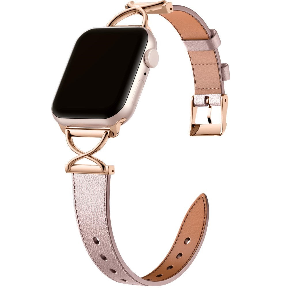 Apple Watch (38/40/SE/41/42mm) Neutralt Kunst Læder Rem - Pink