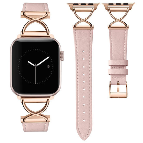 Apple Watch (38/40/SE/41/42mm) Neutralt Kunst Læder Rem - Pink