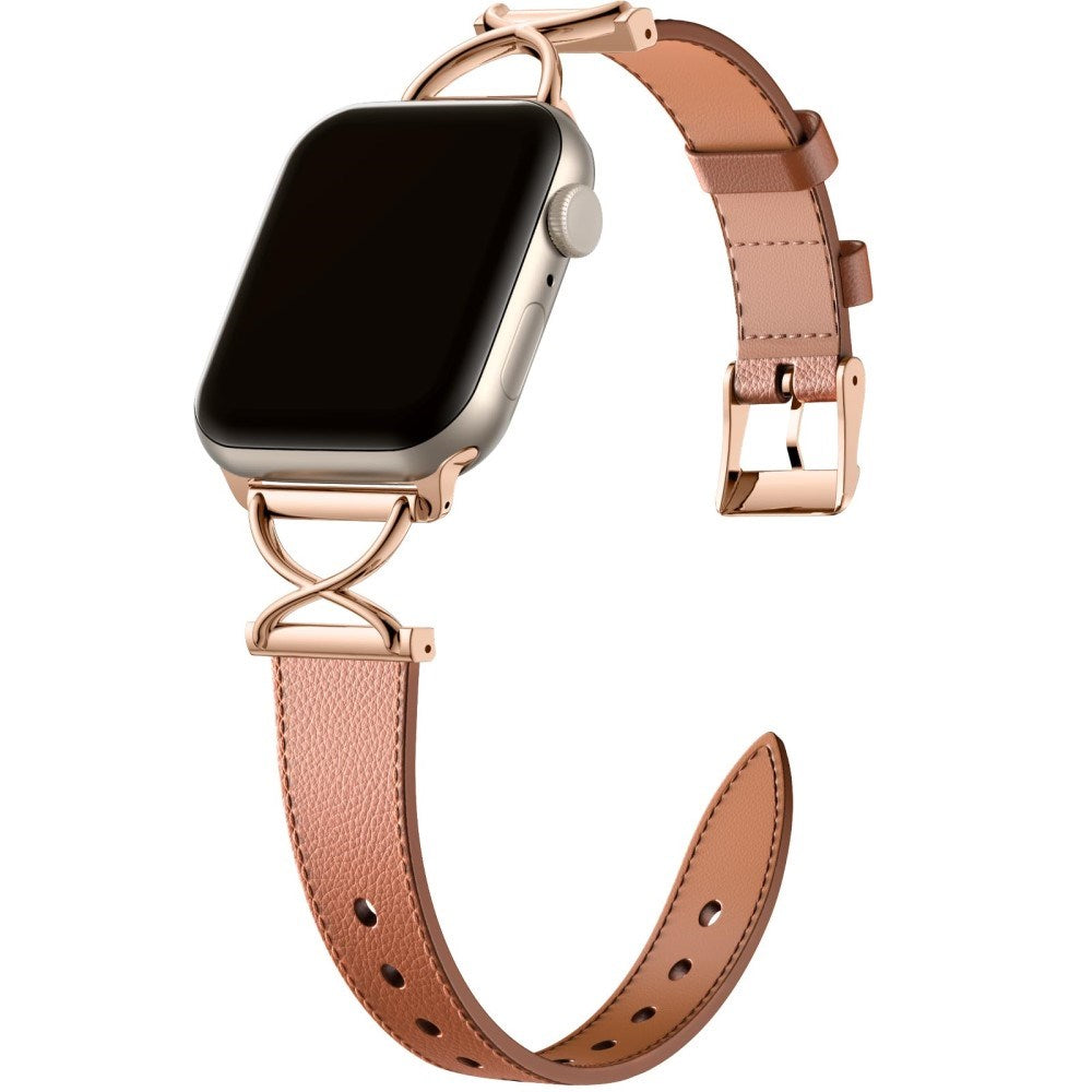 Apple Watch (38/40/SE/41/42mm) Neutralt Kunst Læder Rem - Brun