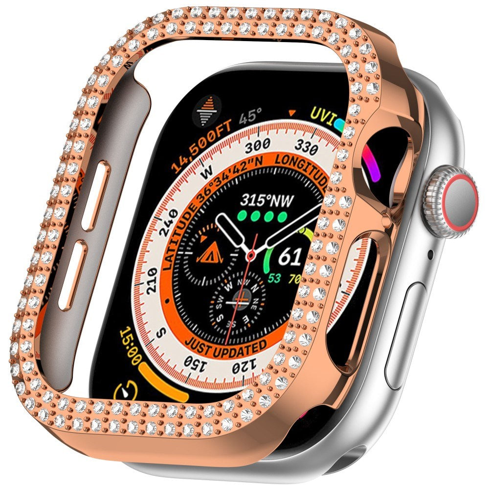 Apple Watch 10 (42mm) Hårdt Plastik Cover m. Rhinsten - Rose Gold / Rhinsten