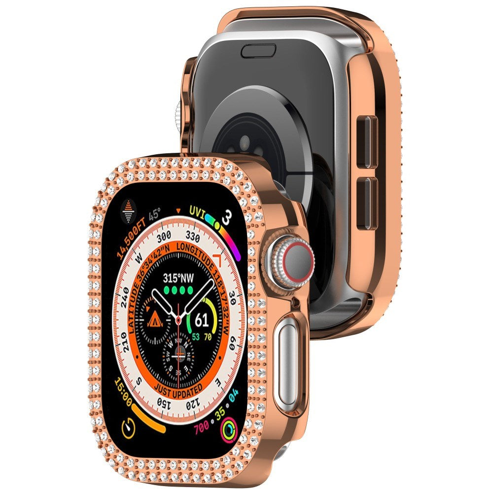 Apple Watch 10 (42mm) Hårdt Plastik Cover m. Rhinsten - Rose Gold / Rhinsten