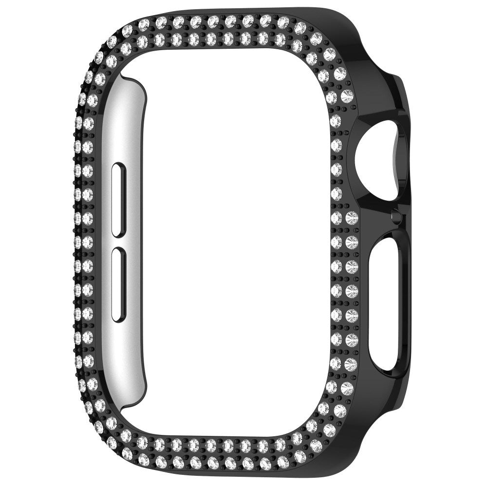 Apple Watch 10 (42mm) Hårdt Plastik Cover m. Rhinsten - Sort / Rhinsten