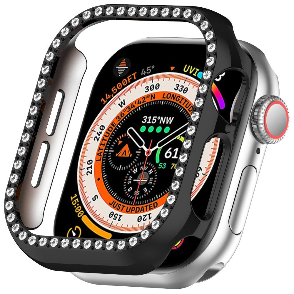 Apple Watch 10 (42mm) Hårdt Plast Cover m. Rhinsten - Sort / Rhinsten