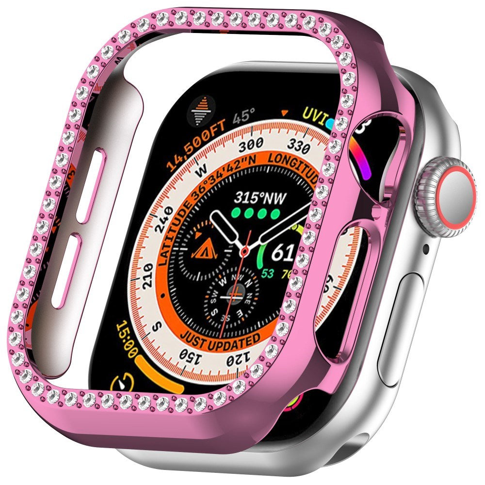 Apple Watch 10 (42mm) Hårdt Plast Cover m. Rhinsten - Pink / Rhinsten