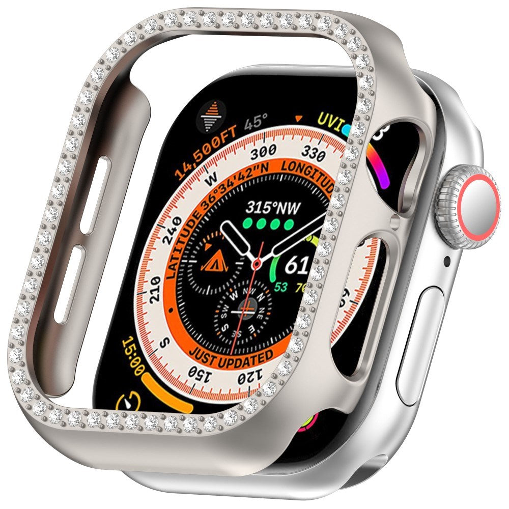 Apple Watch 10 (46mm) Hårdt Plast Cover m. Rhinsten - Grå / Rhinsten