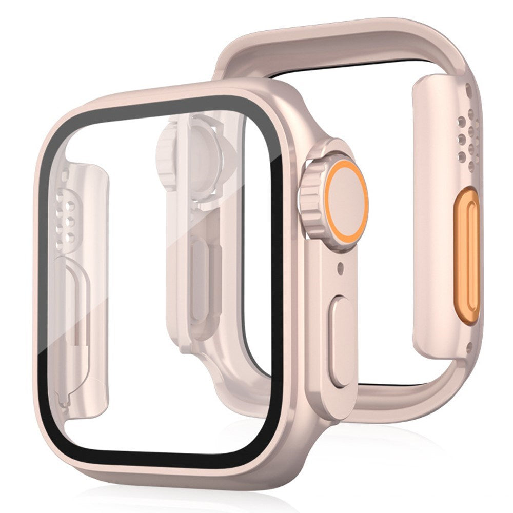Apple Watch 11 / 10 (46mm) Hårdt Plast Cover m. Skærmbeskyttelsesglas - Rose Gold