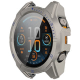 Garmin Tactix 8 AMOLED (47mm) - Hårdt Plastik Cover m. Beskyttelsesglas - Titanium / Blå