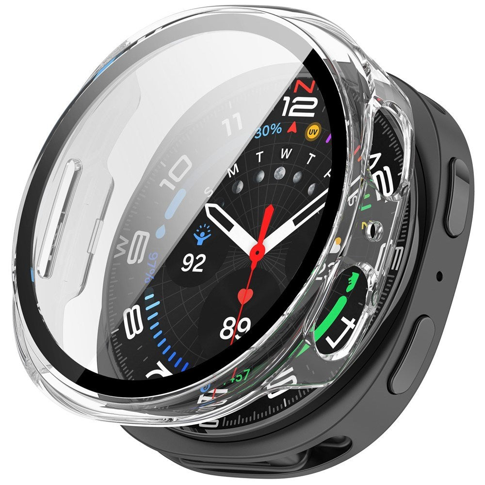 Samsung Galaxy Watch 8 (40mm) Hårdt Plastik Cover - Indbygget Skærmbeskyttelse - Gennemsigtig
