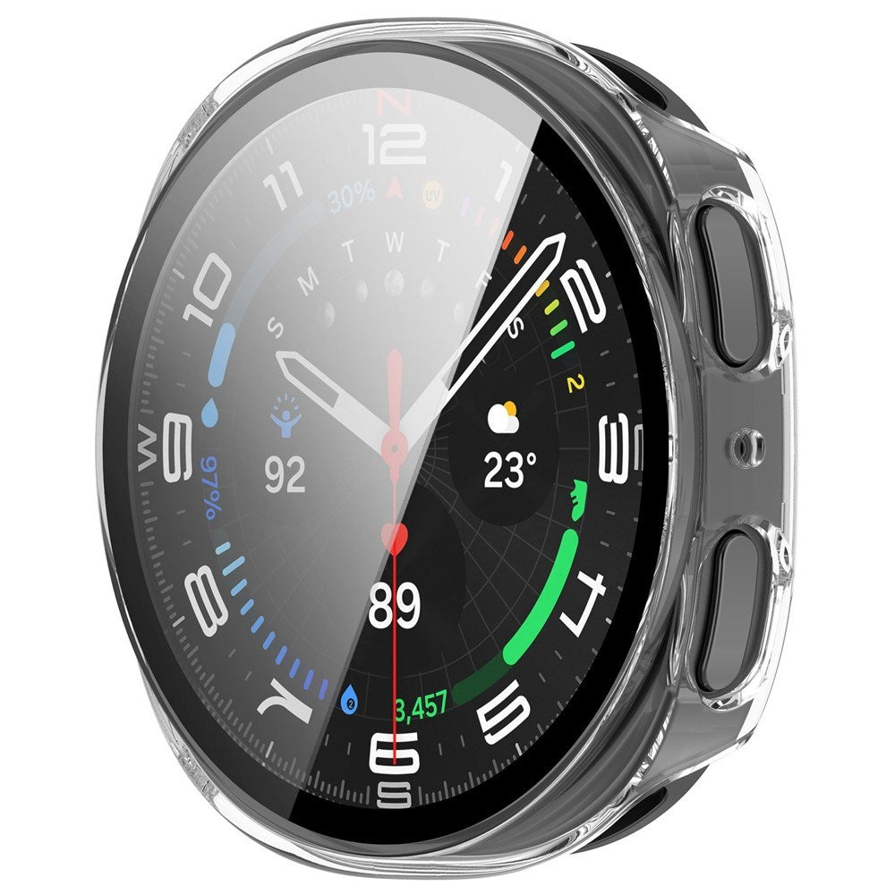 Samsung Galaxy Watch 8 (40mm) Hårdt Plastik Cover - Indbygget Skærmbeskyttelse - Gennemsigtig