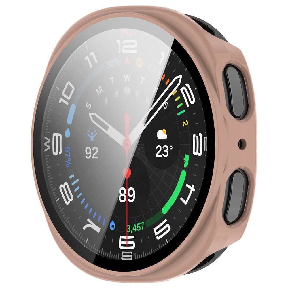 Samsung Galaxy Watch 8 (40mm) Hårdt Plastik Cover - Indbygget Skærmbeskyttelse - Lyserød