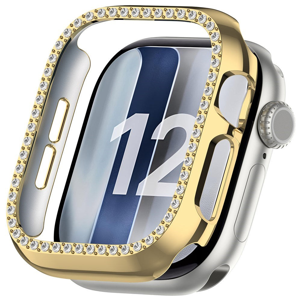 Apple Watch Series 12 (42mm) Hårdt Plast Case - Guld & Rhinsten