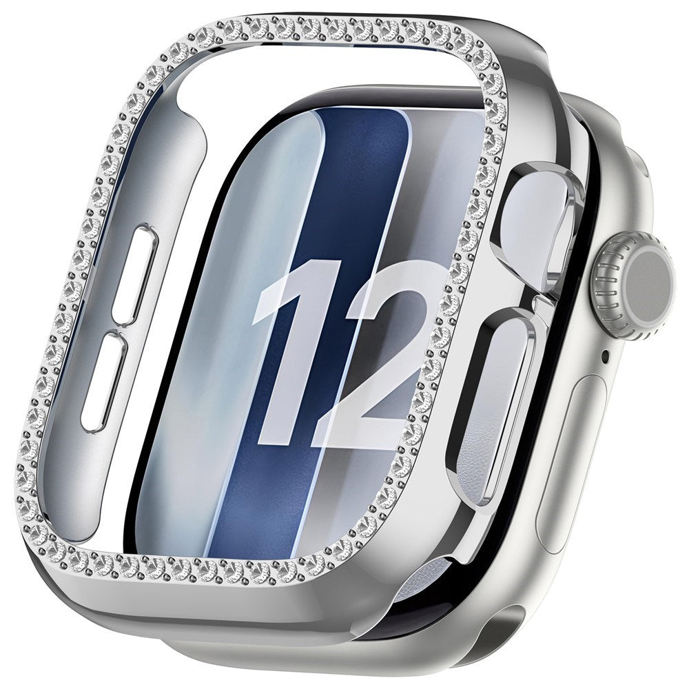 Apple Watch Series 12 (46mm) Hårdt Plast Case - Sølv & Rhinsten