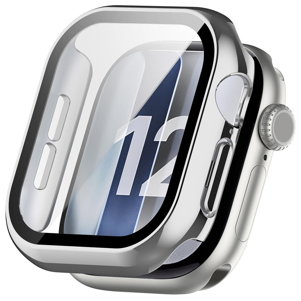 Apple Watch Series 12 (46mm) Case m. Indbygget Hærdet Glas Skærmbeskyttelse - Sølv