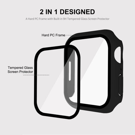 Apple Watch 9/8/7 (45mm) ENKAY Cover & Hærdet Glas - Sort