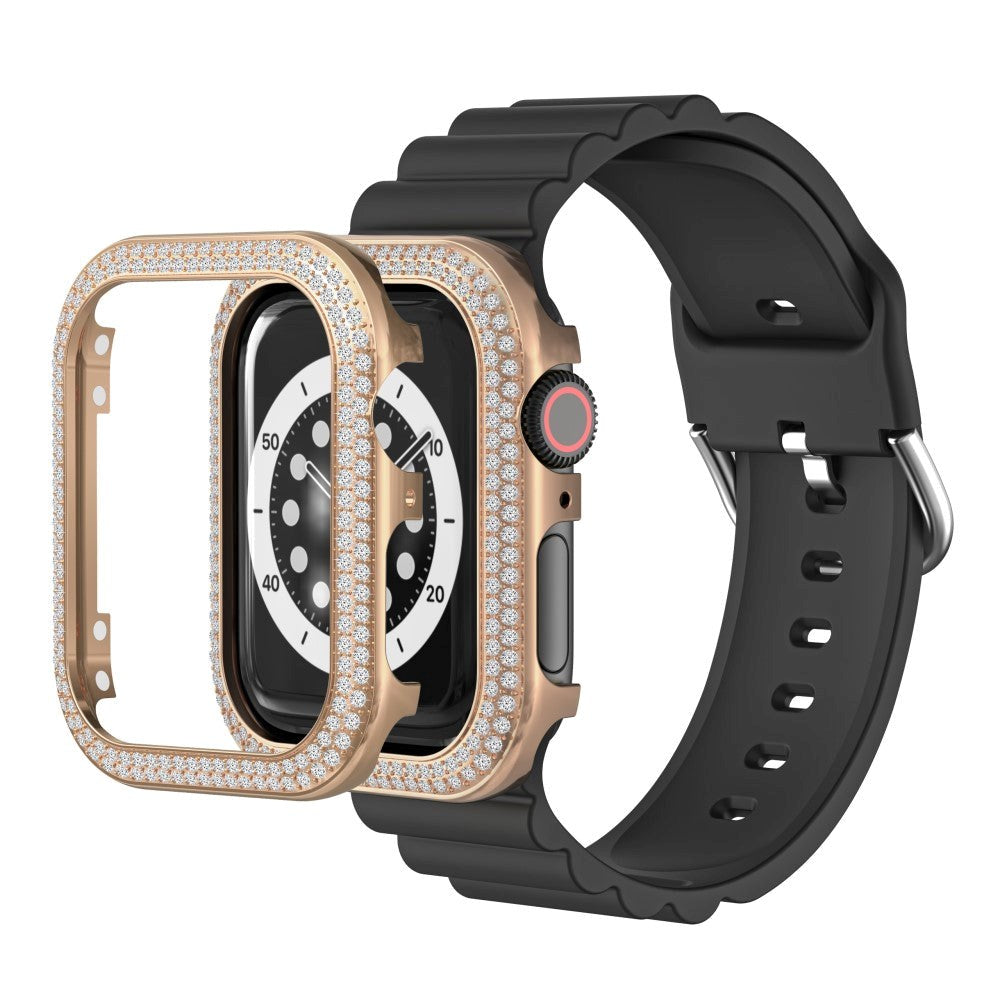 Apple Watch 4/5/6/SE (44mm) Metal Cover - Rhinsten Udsmykning - Rose Gold