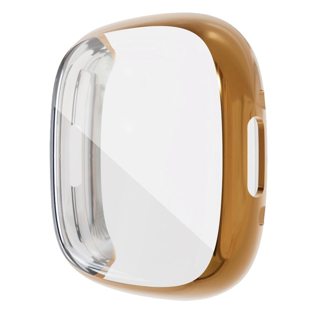 Fitbit Versa 4 / Sense 2 Fleksibelt Plast Cover m. Indbygget Skærmbeskyttelse - Rose Gold