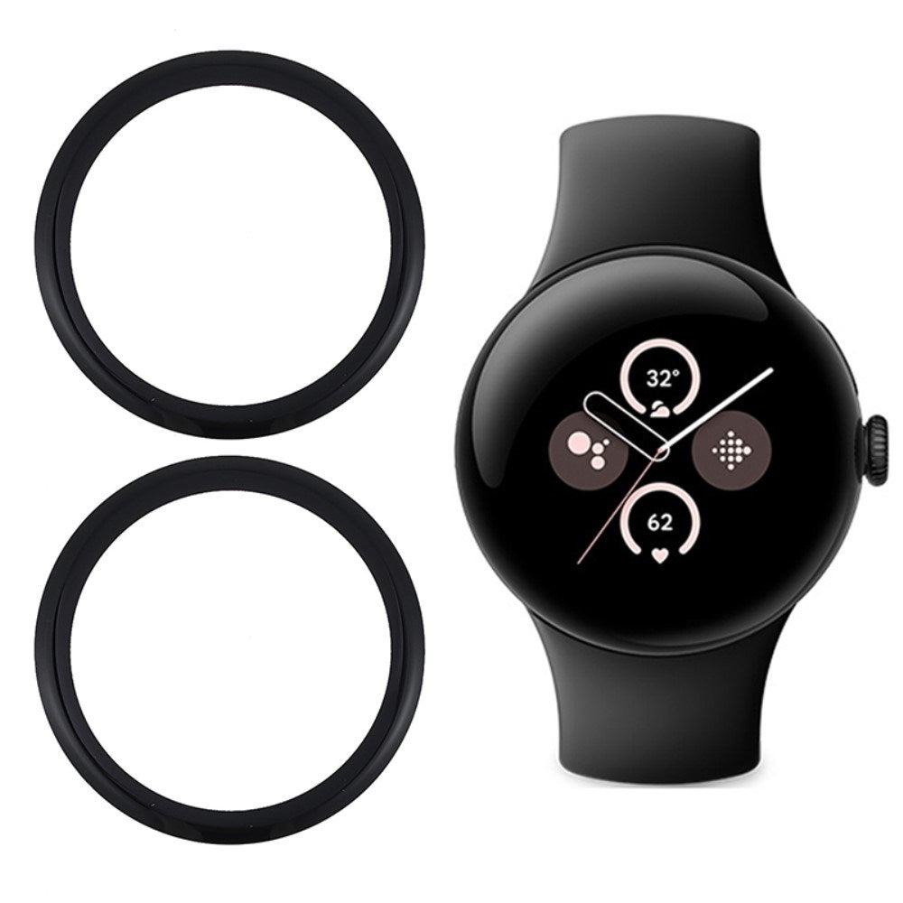 EIDERWOOD Google Pixel Watch 3 (45mm) Hærdet Beskyttelsesglas - 2 Pak - Gennemsigtig / Sort Kant