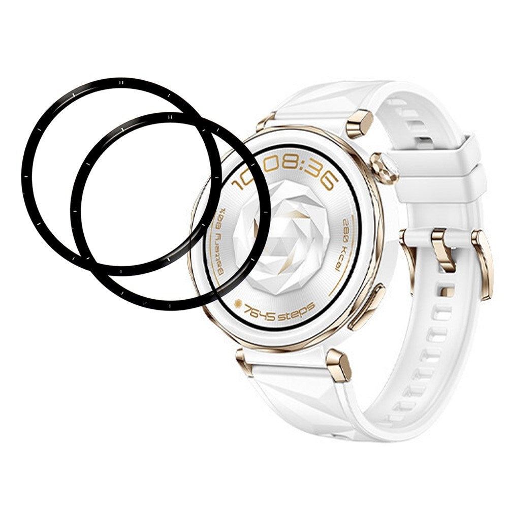 Huawei Watch 5 (42mm) Skærmfilm - 2 stk - Gennemsigtig / Sort Kant