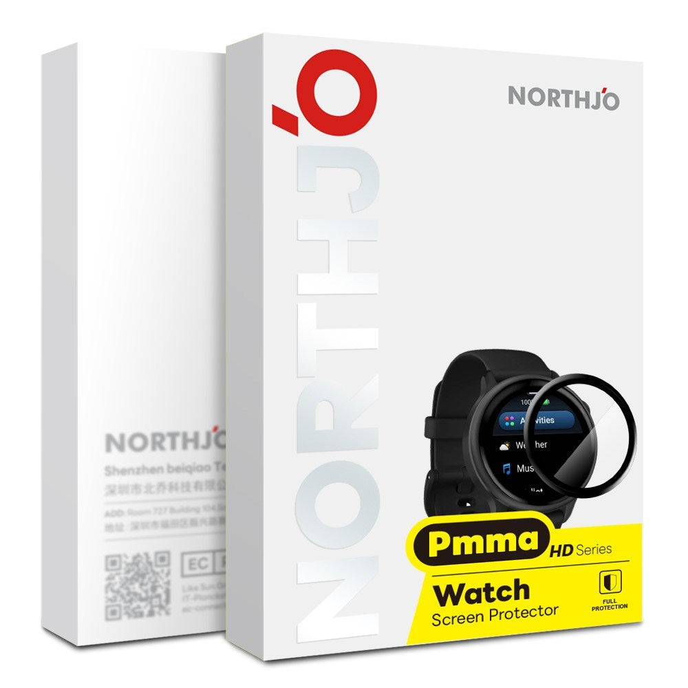 Garmin Forerunner 970 NORTHJO Plastik Skærmbeskyttelse - Gennemsigtig / Sort Kant