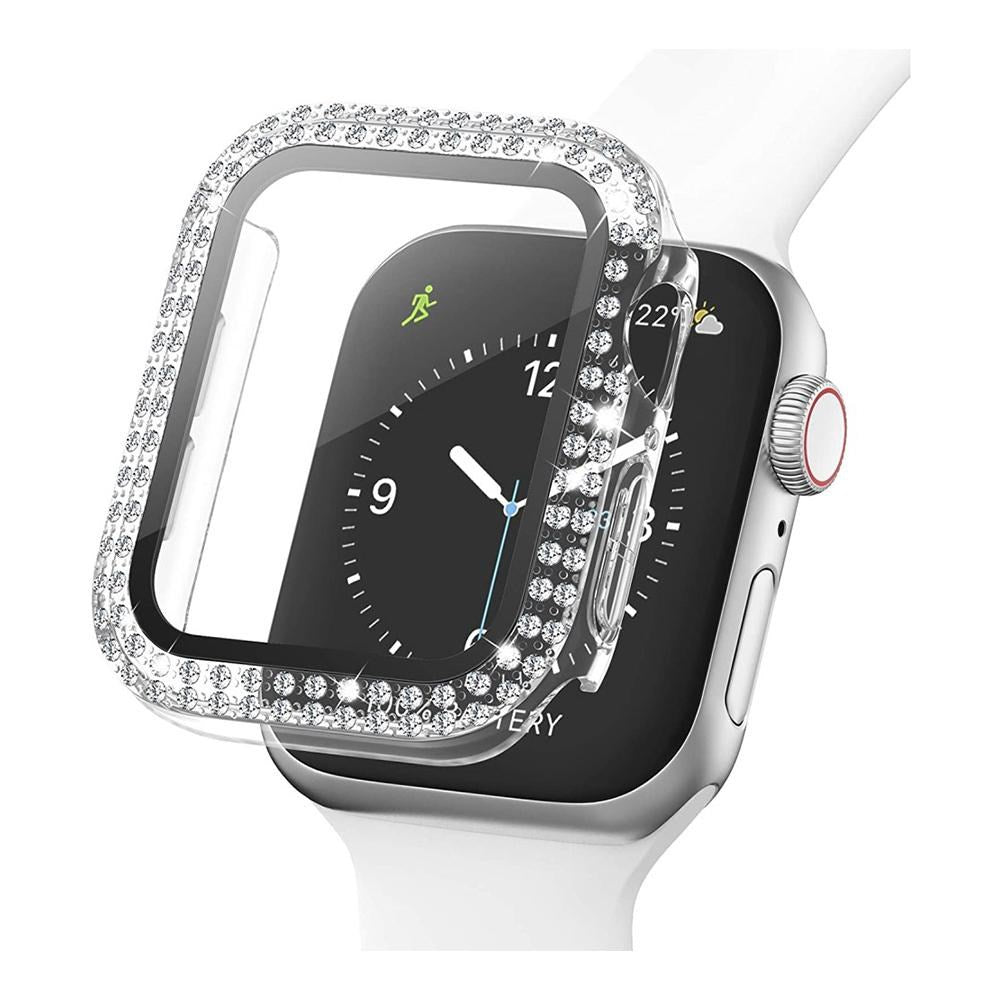 Apple Watch SE/6/5/4 (44mm) Hårdt Plast Cover m. Indbygget Skærmbeskyttelse - Gennemsigtig & Rhinsten