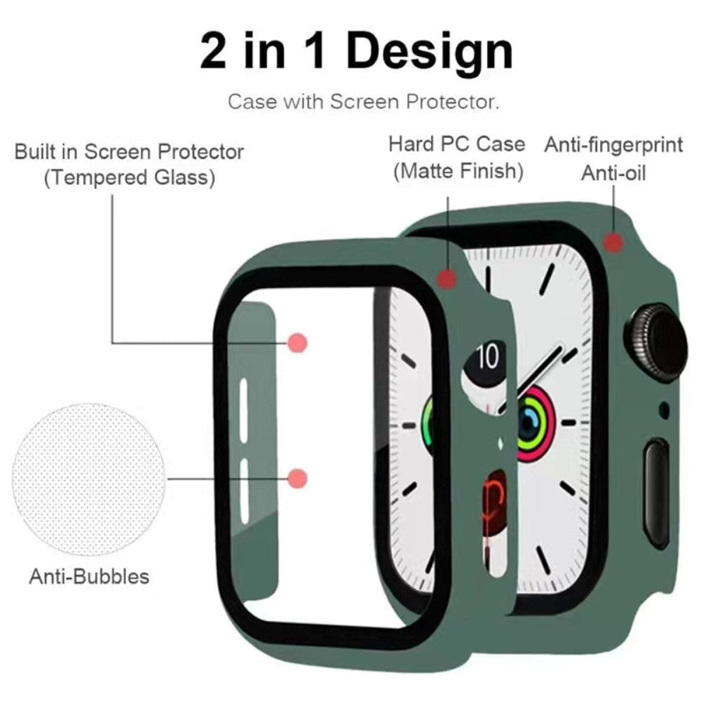 Apple Watch 9/8/7 (45mm) Hård Plast Case m. Indbygget Skærmbeskyttelse - Grøn