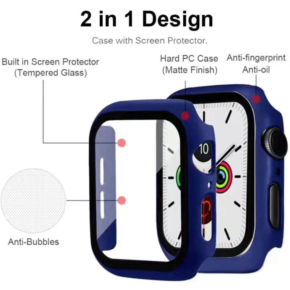 Apple Watch 9/8/7 (45mm) Hård Plast Case m. Indbygget Skærmbeskyttelse - Mørkeblå