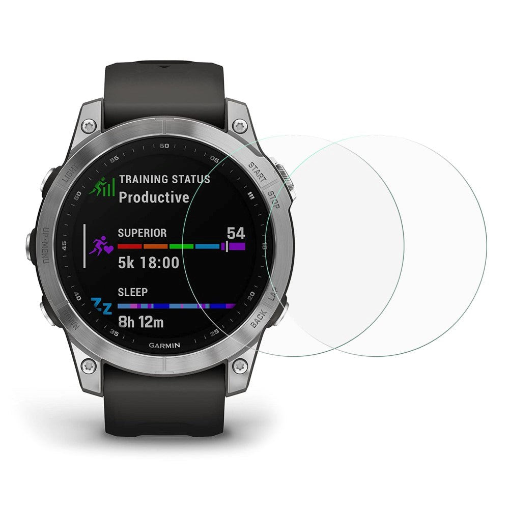 Garmin Fenix 7 Arc Edge Skærmbeskyttelse - Hærdet Glas - 2 Stk. - Gennemsigtigt