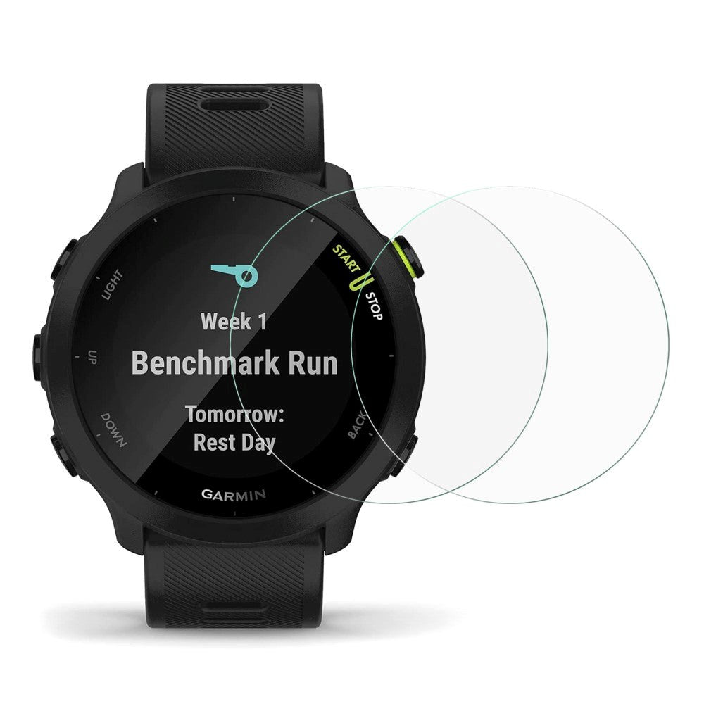 Garmin Forerunner 55 Arc Edge Skærmbeskyttelse - Hærdet Glas - 2 Stk. - Gennemsigtigt