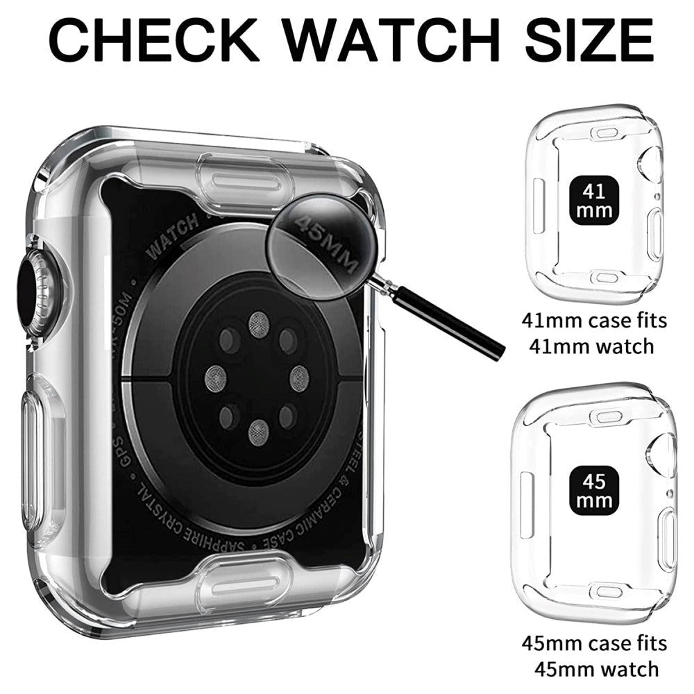 Apple Watch 9/8/7 (45mm) Fleksibelt Plast Case m. Indbygget Skærmbeskyttelse - Gennemsigtig