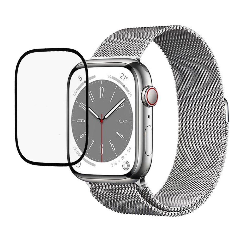 Apple Watch 9/8/7 (41mm) Hærdet Glas Skærmbeskyttelse - Sort Kant