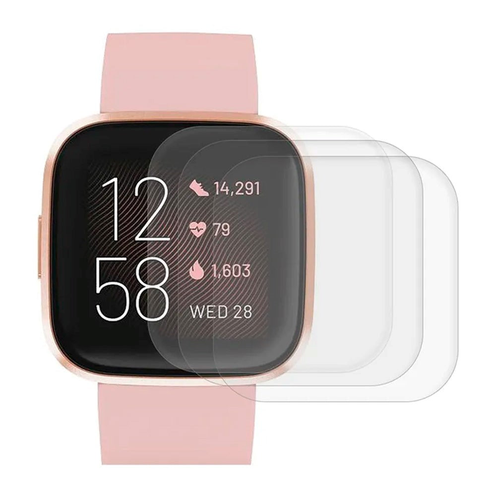 Fitbit Versa 4 / Versa 3 / Sense 2 / Sense Plastik Beskyttelsesfilm - 3-Pak - Gennemsigtig