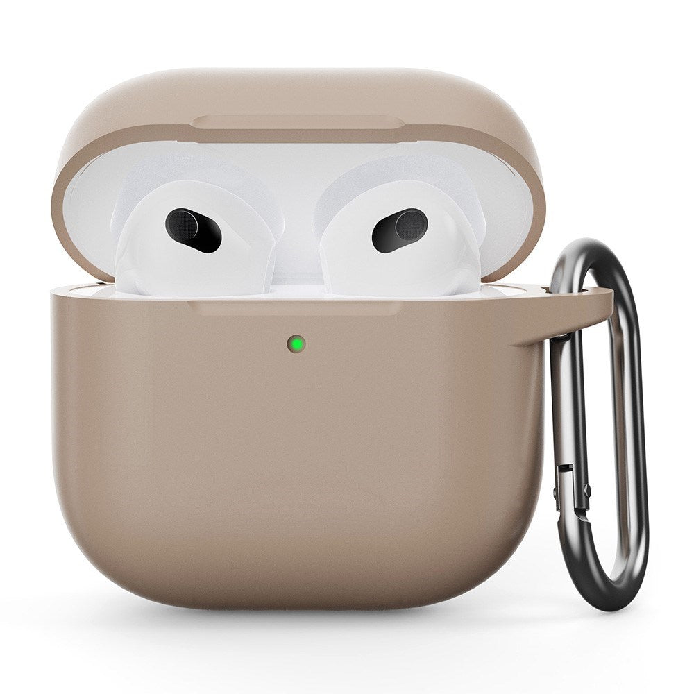 Airpods 4 Silikone Cover m. Karabinhage - Beige