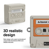 Apple AirPods (4. Gen.) Silikone Cover m. Kassettebånd Design & Karabinhage - Beige