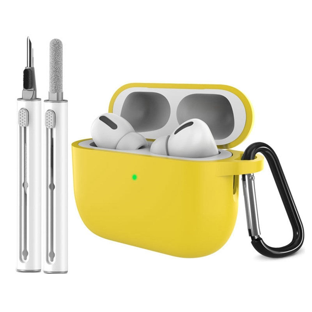 Silikone Cover til Apple AirPods Pro (3. gen.) - Karabinhage & Rengøringspen - Yellow
