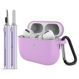 Silikone Cover til Apple AirPods Pro (3. gen.) - Karabinhage & Rengøringspen - Light Purple